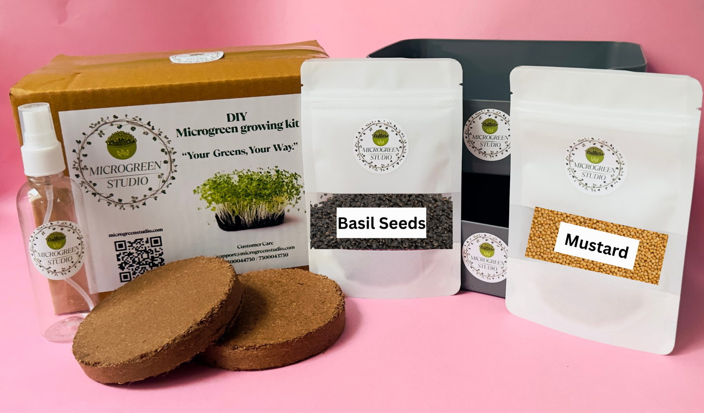 Basil Seeds + Mustard DIY Microgreen Studio kit