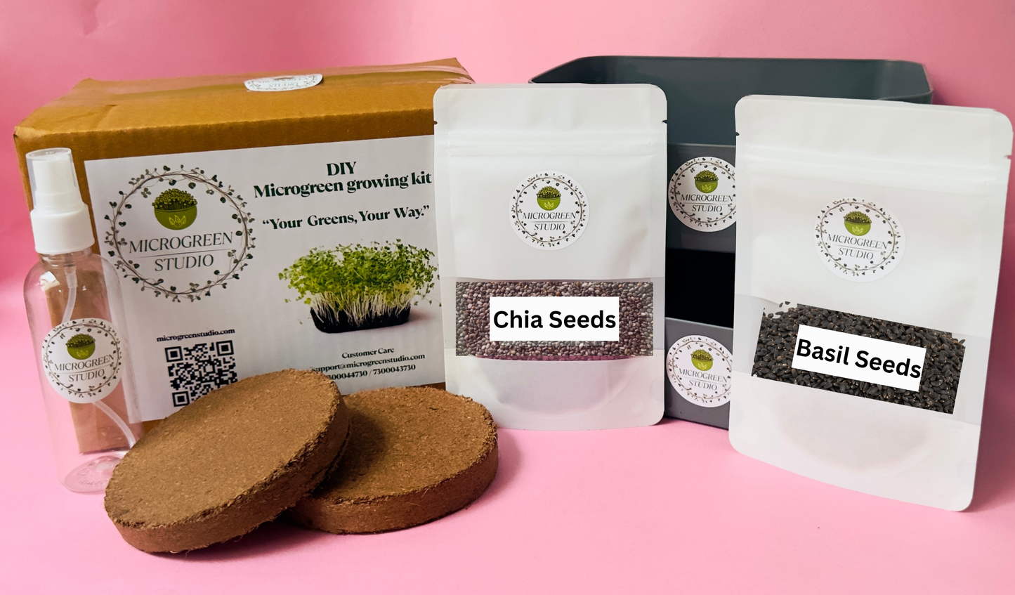 Chia Seeds + Basil Seeds DIY Microgreen Studio kit