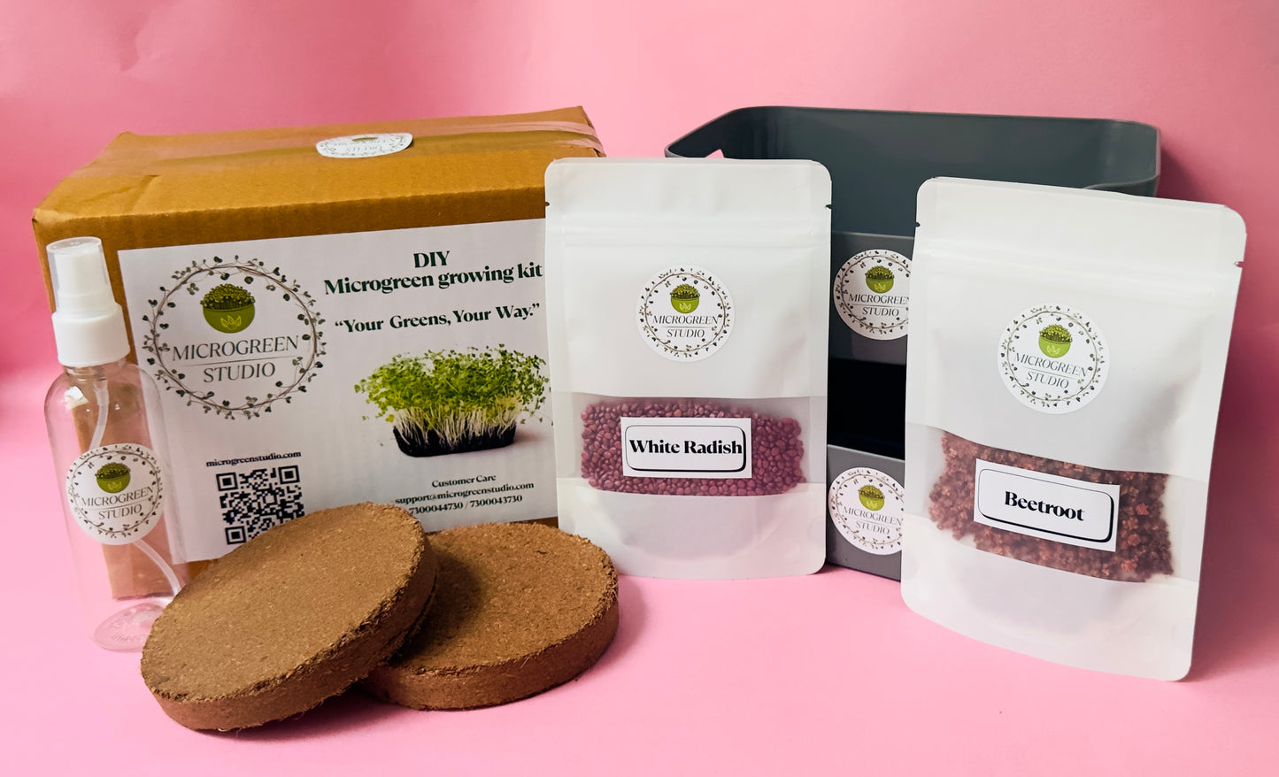 White Radish + Beetroot DIY Microgreen Studio kit