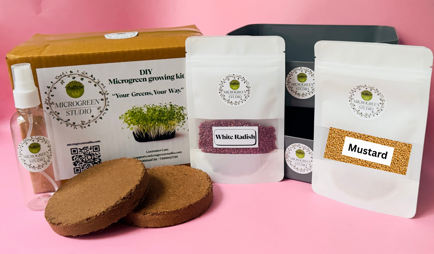 White Radish + Mustard DIY Microgreen Studio kit