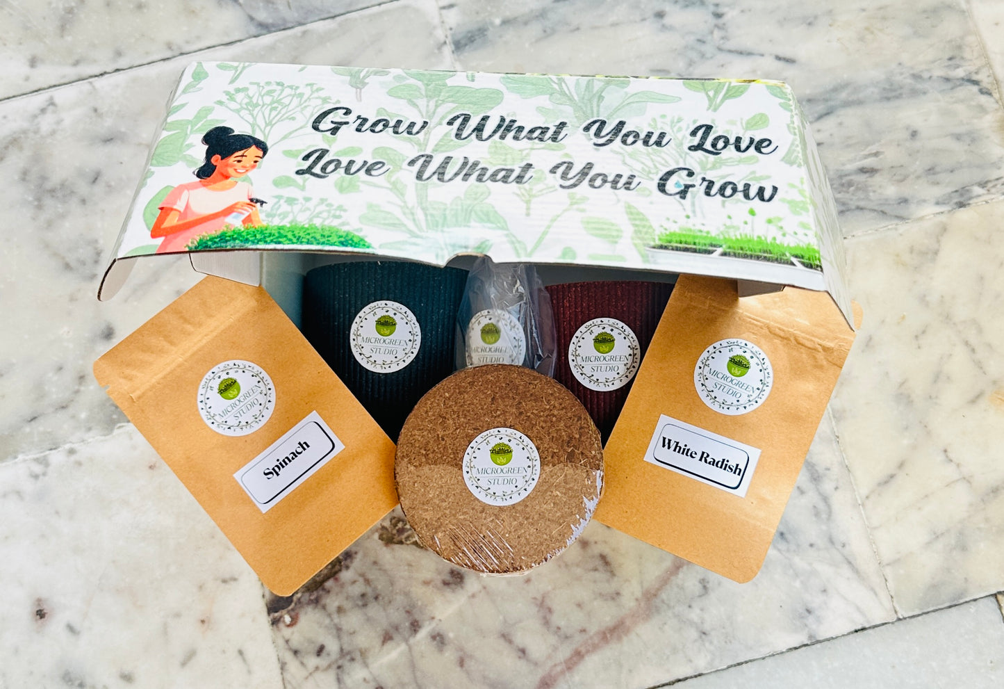 Microgreen Gift Combo – 2 Seeds & Pots | Healthy Eco-Friendly Gift Box