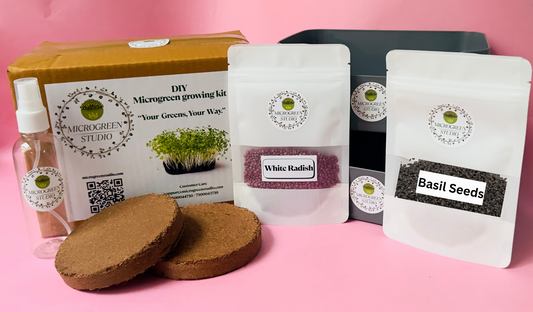 White Radish + Basil Seeds DIY Microgreen Studio kit